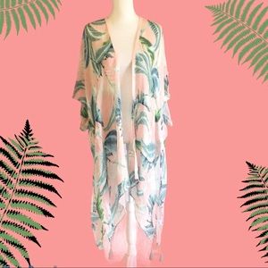 Spartina 449 NWT Cabana Leaf Kimono OS